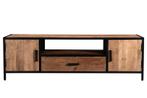 TV Meubel Sturdy – 160 cm | Mangohout &amp; Zwart Staal, Huis en Inrichting, Kasten | Televisiemeubels, Ophalen, Nieuw