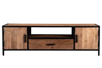 TV Meubel Sturdy – 160 cm | Mangohout &amp; Zwart Staal beschikbaar voor biedingen
