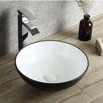 Opbouw Waskom Boss & Wessing Raja 40x33x15 cm Wit met Zwarte, Doe-het-zelf en Verbouw, Sanitair, Ophalen of Verzenden, Nieuw