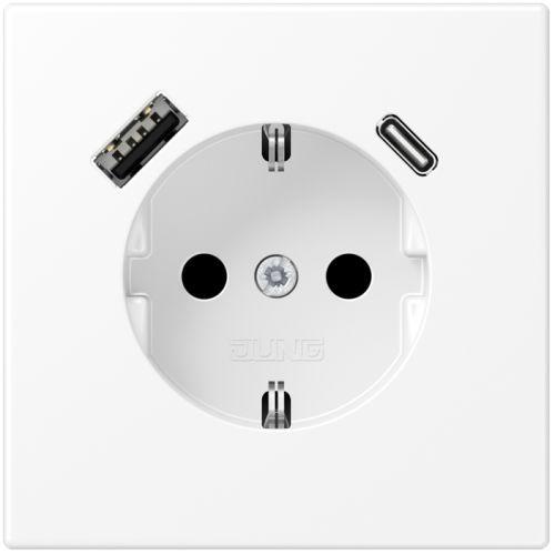 JUNG LS990 Wandcontactdoos met USB A en USB C aansluiting, Doe-het-zelf en Verbouw, Elektra en Kabels, Nieuw, Ophalen of Verzenden