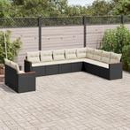 vidaXL 10-delige Loungeset met kussens poly rattan zwart, Verzenden, Nieuw, Rotan, Loungeset