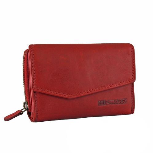 HillBurry VL77703 Dames Rits Portemonnee - Leer - Rood, Sieraden, Tassen en Uiterlijk, Portemonnees, Rood, Nieuw, Overige merken