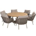 Puglia Saba low dining tuinset160ØxH69 cm 7 delig met latte, Ophalen of Verzenden, Nieuw