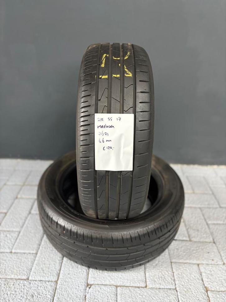 215/55/17  HANKOOK S1EVO2 6,6MM 2 STUKS 120,- (0621), Auto-onderdelen, Banden en Velgen, 17 inch, Zomerbanden, 215 mm, Personenwagen