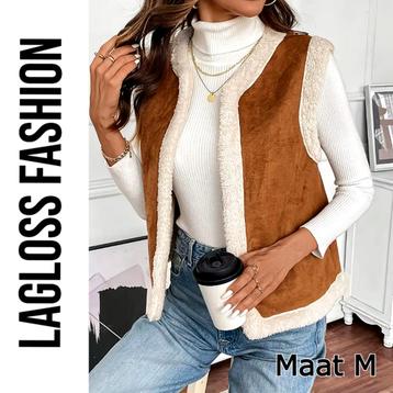Mouwloze Teddy Bodywarmer Bruin/Beige - Maat M beschikbaar voor biedingen