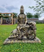 Beeld, XL Manjushri on Elephant - Buddha - 90 cm - Hars