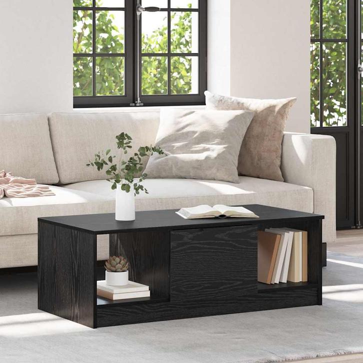 vidaXL Salontafel met lade Zwart Eiken 102 x 50 x 36cm, Huis en Inrichting, Tafels | Salontafels, Nieuw, 50 tot 100 cm, Overige houtsoorten