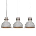 Set van 3 landelijke hanglampen grijs - Dory, Huis en Inrichting, Lampen | Hanglampen, Nieuw, Overige materialen, Landelijk, 75 cm of meer