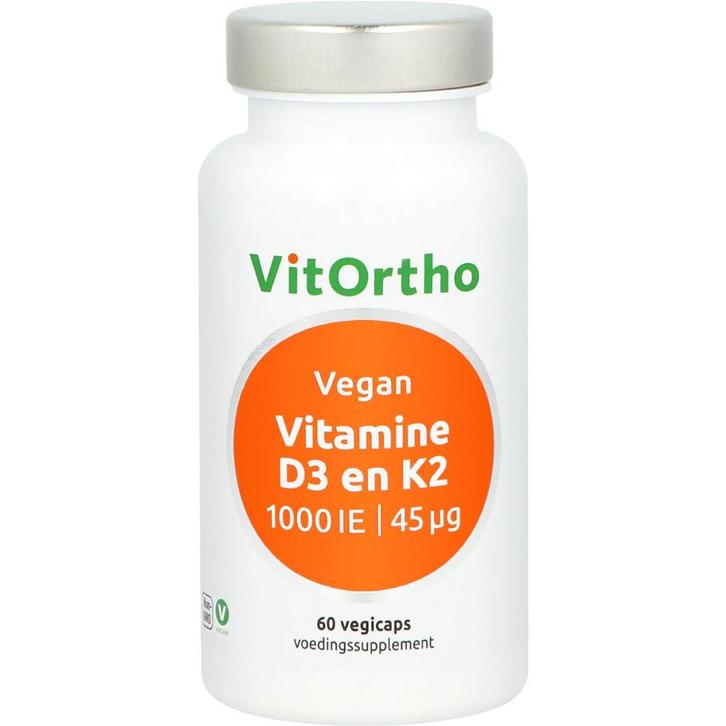 VitOrtho Vitamine D3 1000 IE en K2 45 mcg Vegan - 60, Sport en Fitness, Gezondheidsproducten en Wellness, Verzenden