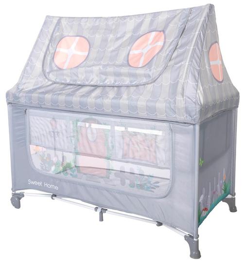Lorelli Sweet Home Grey Campingbed met Dakje 1008065-2506, Kinderen en Baby's, Babywiegjes en Ledikanten, Nieuw, Verzenden