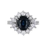 Ring - 18 karaat Witgoud - 3.30ct. tw. Saffier - Diamant, Nieuw
