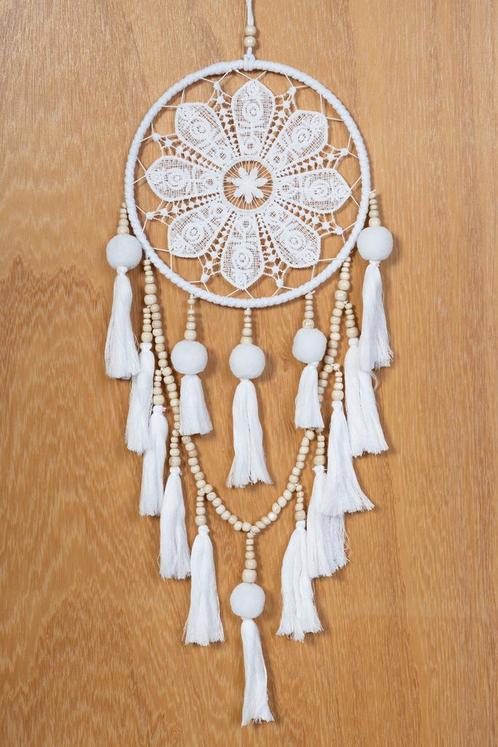Dromenvanger Wit Kralen Dreamcatcher Tassels Kraaltjes Bohem, Hobby en Vrije tijd, Feestartikelen, Carnaval, Feestartikel, Nieuw