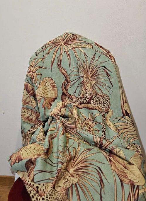 Bohemian stijl stof met Jaguar - 300x280cm - Groene jungle, Antiek en Kunst, Antiek | Kleden en Textiel