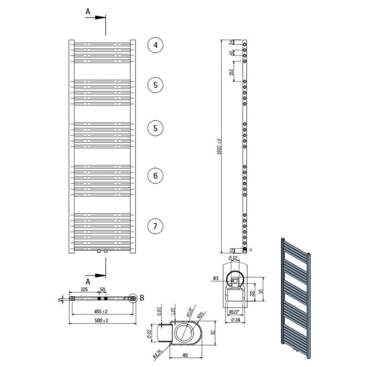 Designradiator Nile Gobi 160x50 cm Geborsteld Mat Zwart, Doe-het-zelf en Verbouw, Sanitair, Ophalen of Verzenden
