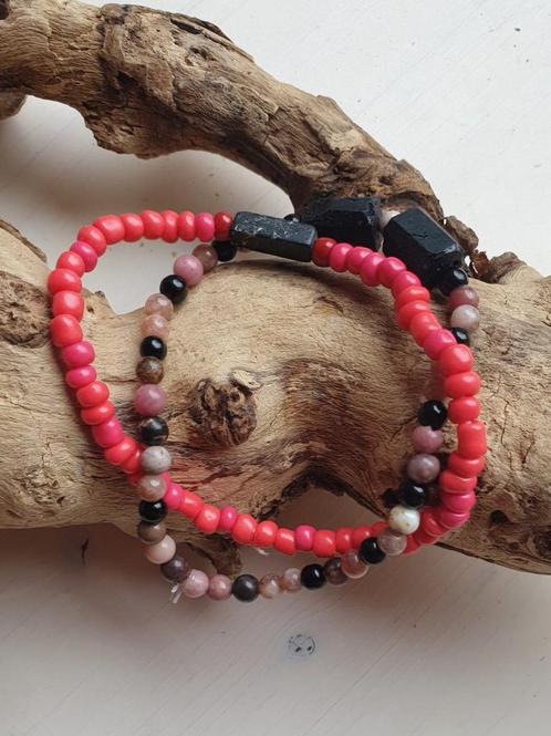 Handgemaakte edelsteen armband van roze toermalijn,, Sieraden, Tassen en Uiterlijk, Armbanden
