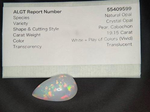 Opaal - 19.15 ct - Antwerp Laboratory for Gemstone Testing, Sieraden, Tassen en Uiterlijk, Edelstenen