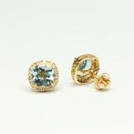 Oorstekers - 18 karaat Geel goud - 3.99ct. tw. Aquamarijn -