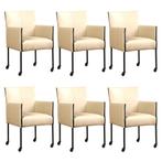 Set van 6 Leren eetkamerstoelen More - Toledo Mastic, Ophalen of Verzenden, Nieuw, Leer