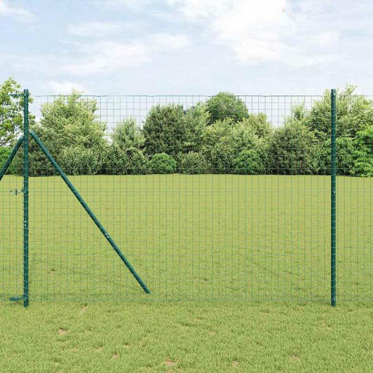 vidaXL Hek met Paal Groen 1,6 x 10 m Staal en PVC, Tuin en Terras, Schuttingen, Nieuw, IJzer, Verzenden