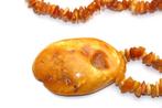 Vintage oude antieke honing Baltische barnsteen - ketting