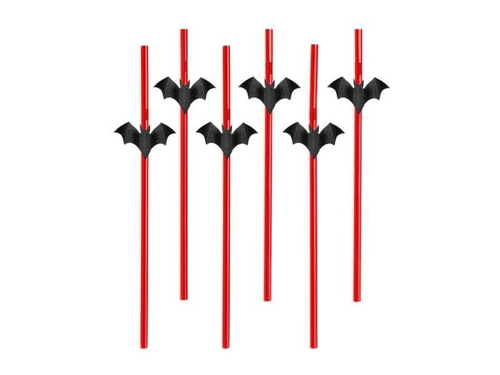 Halloween Rietjes Vleermuis 24cm 6st, Hobby en Vrije tijd, Feestartikelen, Nieuw, Verzenden