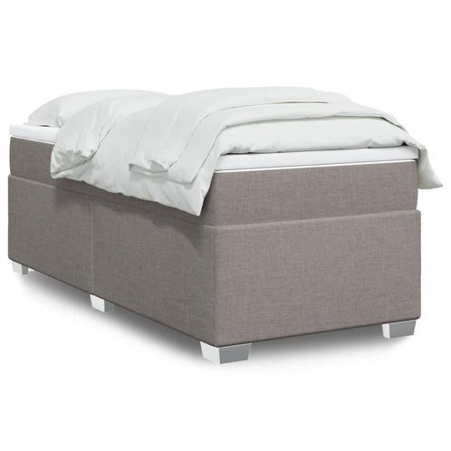 vidaXL Boxspring met matras stof taupe 90x190 cm, Huis en Inrichting, Slaapkamer | Bedden, 90 cm, 190 cm of minder, Eenpersoons