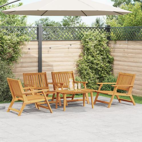 vidaXL Ligbedden met Tafel 5 stuks Massief Acaciahout, Tuin en Terras, Tuinsets en Loungesets, Nieuw, Verzenden