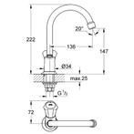 Costa L Toiletkraan Hoge Draaibare Uitloop Chroom, Ophalen of Verzenden, Nieuw