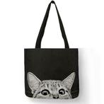 Katten linnen schoudertas/shopper/tote bag | Kiekeboe, Ophalen of Verzenden, Nieuw, Zwart, Shopper