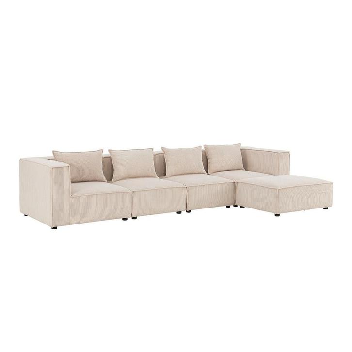 Modulaire Bank / Hoekbank Domas XL - Beige - Corduroy bekled, Huis en Inrichting, Banken | Bankstellen, Nieuw, Verzenden