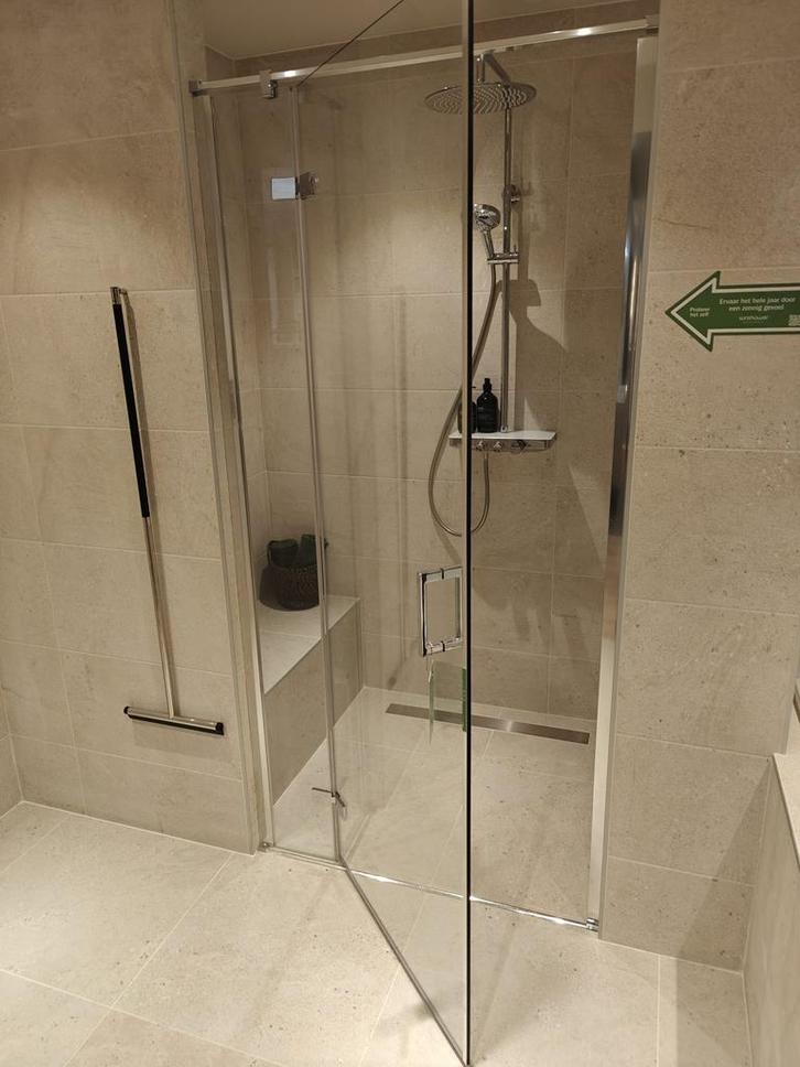 Douchedeur nis 100 cm linksdr. helder veiligheidsglas - 0026, Doe-het-zelf en Verbouw, Sanitair, Douche, Nieuw, Chroom, Glas, Ophalen