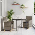vidaXL 3-delige Tuin Dining Set met Kussens Grijs Poly, Tuin en Terras, Tuinstoelen, Verzenden, Nieuw, Rotan