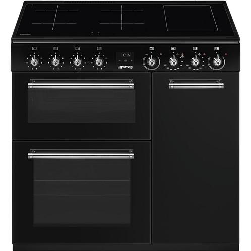 Smeg CX93IMBL inductie fornuis met 3 ovens - zwart - 90 cm., Witgoed en Apparatuur, Fornuizen, 60 cm of meer, Vrijstaand, 5 kookzones of meer