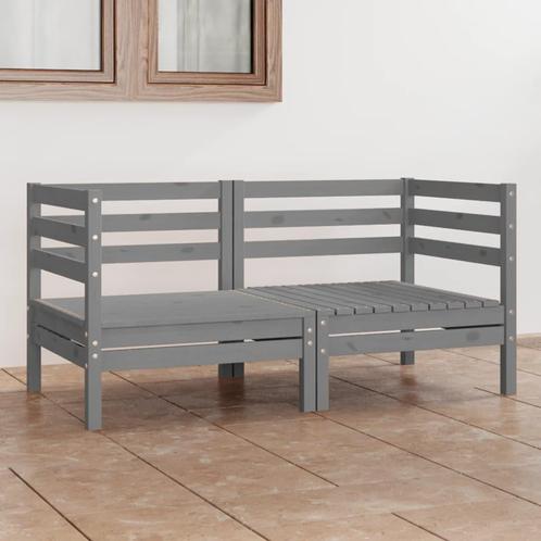 vidaXL Tuinbank 2-zits massief grenenhout grijs, Tuin en Terras, Tuinsets en Loungesets, Nieuw, Verzenden