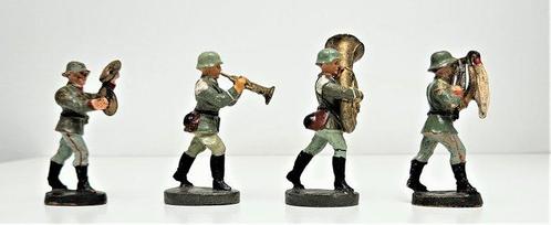 Elastolin - Speelgoed 4x musiciens militaires Allemand -, Kinderen en Baby's, Speelgoed | Overig