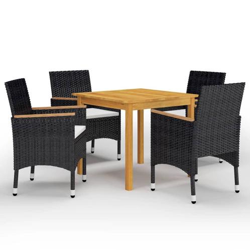 vidaXL 5-delige Tuinset zwart, Tuin en Terras, Tuinsets en Loungesets, Tuinset, Nieuw, 4 zitplaatsen, Rotan, Verzenden