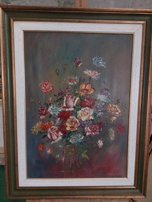 Luciano Valeriani (XX) - Bouquet di rose, Antiek en Kunst, Kunst | Schilderijen | Klassiek