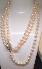 Halsketting - 14 karaat Witgoud - 0.18ct. tw. Parel -, Nieuw