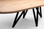 Tafel plat ovaal eikenhout  Flower poot  260x100, Nieuw