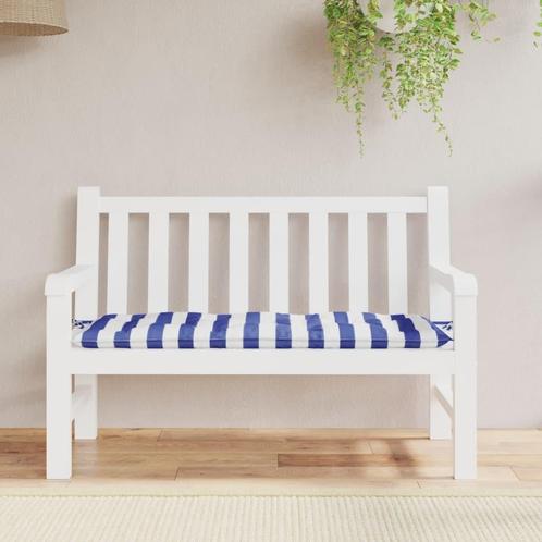 vidaXL Tuinbankkussen gestreept 120x50x7 cm stof wit en, Huis en Inrichting, Woonaccessoires | Kussens, Nieuw, Verzenden
