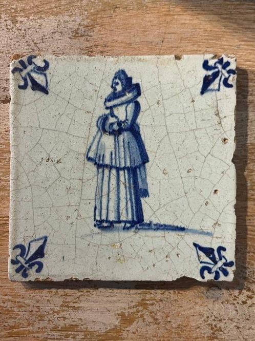 Tegel (2) - Deftige Dame en heer springtouw - 1650-1700, Antiek en Kunst, Antiek | Glas en Kristal
