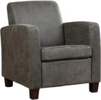 Leren fauteuil - Kenia Leer Antracite - Hout zwart, Huis en Inrichting, Fauteuils, Nieuw, Ophalen of Verzenden, Landelijk, 50 tot 75 cm