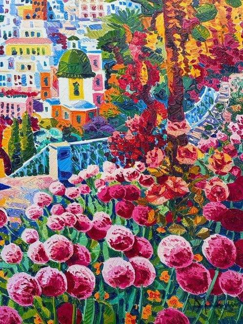 Athos Faccincani (1951) - Un giorno di luce a Positano, Antiek en Kunst, Antiek | Overige Antiek