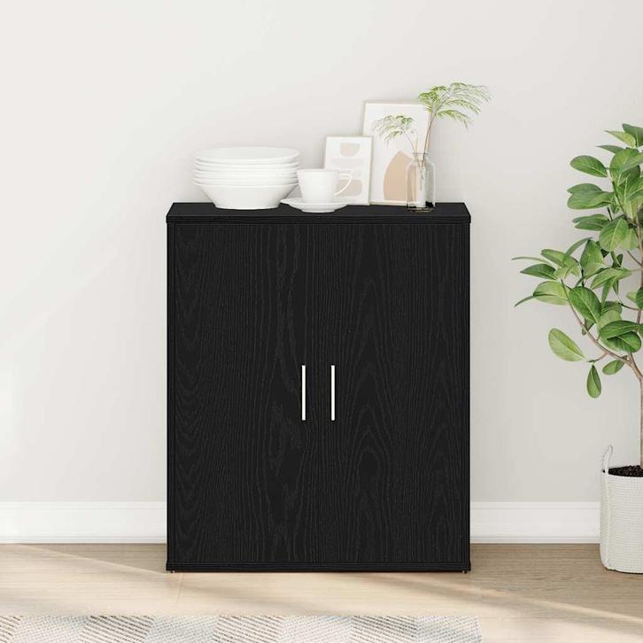 vidaXL Dressoir Zwart Eiken 60x31x70 cm Engineered Wood, Huis en Inrichting, Kasten | Dressoirs, Nieuw, Overige houtsoorten, Verzenden