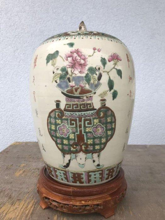 Vaas - Hout, Porselein - China (Zonder Minimumprijs), Antiek en Kunst, Antiek | Overige Antiek