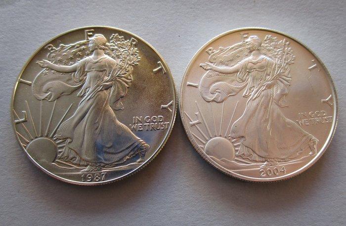 Verenigde Staten. 1 Dollar lote de dos monedas 1987- 2004, Postzegels en Munten, Munten | Europa | Niet-Euromunten