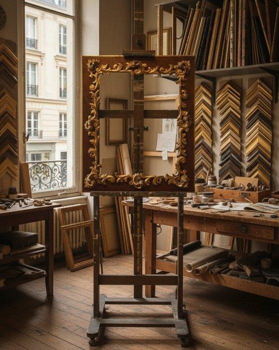 Lijst - Verguld hout - Een weelderige lijst in Rococo-stijl., Antiek en Kunst, Antiek | Meubels | Stoelen en Banken