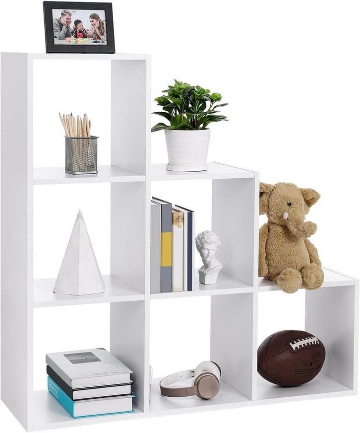 Boekenkast - opbergkast met 6 vakken - 98x98 cm - hout -, Huis en Inrichting, Kasten | Ladekasten, Verzenden