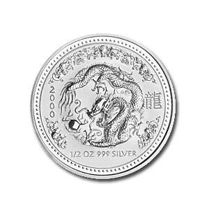 Lunar I - Year of the Dragon - 1/2 oz 2000 (52.956 oplage), Postzegels en Munten, Munten | Oceanië, Losse munt, Zilver, Verzenden