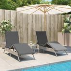 vidaXL Ligstoelen 2 st met kussen poly rattan lichtgrijs, Tuin en Terras, Ligbedden, Verzenden, Nieuw